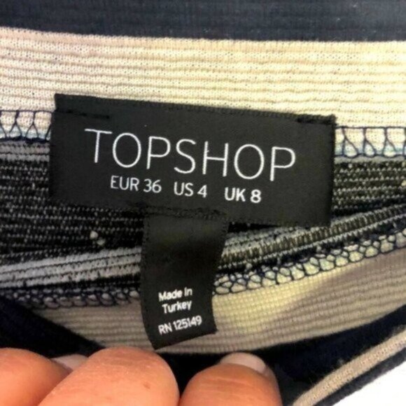 Topshop Bodycon Dress Tan & Black Stripe Mini Dress Size 4 - Picture 5 of 6